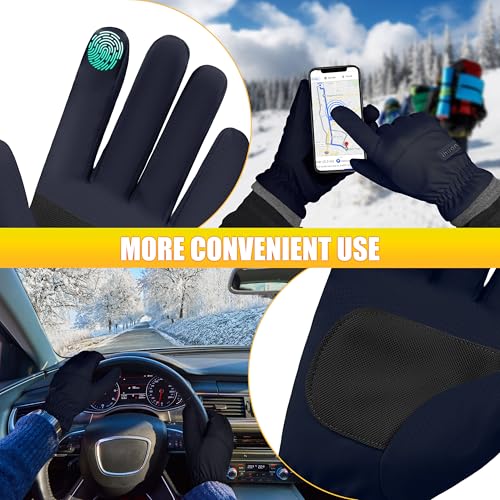 ihuan Winter Waterproof Ski Gloves Men Women, Snow Warm Cycling Cold Weather, Driving Biking Running - color: Blue, size: Medium