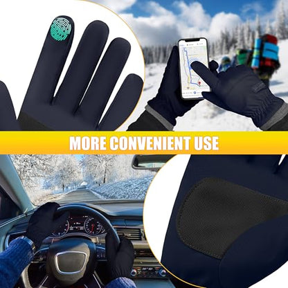 ihuan Winter Waterproof Ski Gloves Men Women, Snow Warm Cycling Cold Weather, Driving Biking Running - color: Blue, size: Medium