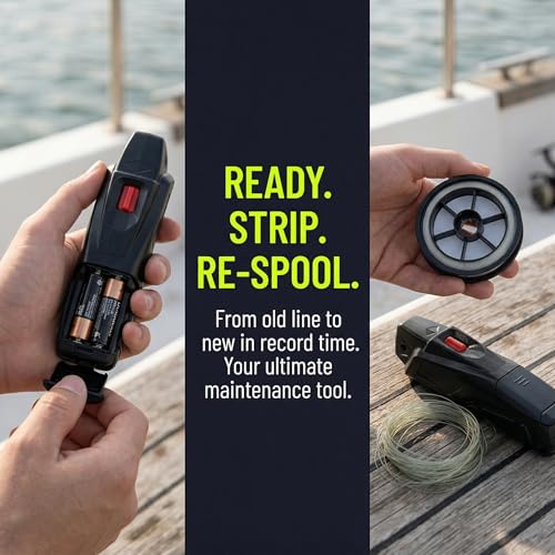 Electric Fishing Line Stripper (3.5m/s) – Battery Powered Portable Line Removal Tool for Spinning, Casting & Trolling Reels – Fast Wire Stripping & Spooling Aid for Anglers