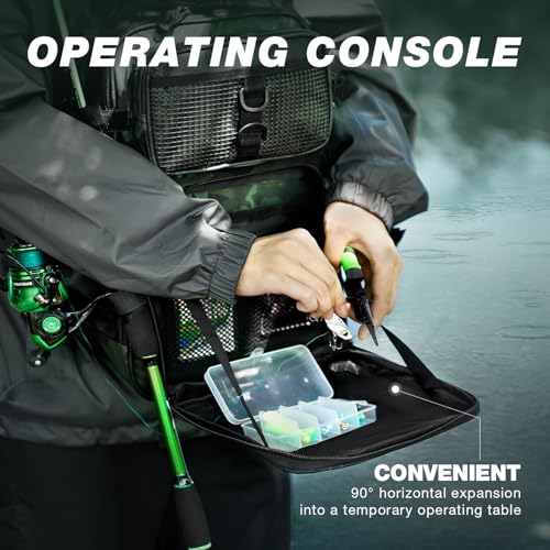 Ghosthorn Fishing Backpack with Tackle Boxes Fish Lip Gripper Pliers Lures Waterproof Tackle Bag with Rod Holder Fishing Gear - color: Tpu Green, size: Large