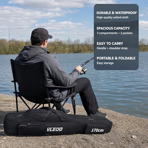 3 Layers Fishing Pole Bag, Fishing Rod Case, Portable Folding Fishing Rod Case Fishing Pole Reel Storage Bag Fishing Gears Organizer 190cm - size: 190cm