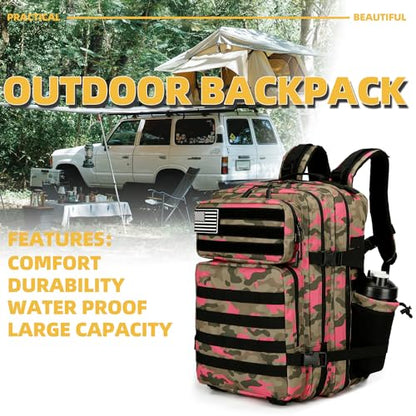 Lovelinks21 25L Tactical Backpack for Men and Women Military Backpack Small Assault Pack Molle Backpack Bug Out Bag Travel Rucksack Daypack (Pink Camo) - color: Pink Camo