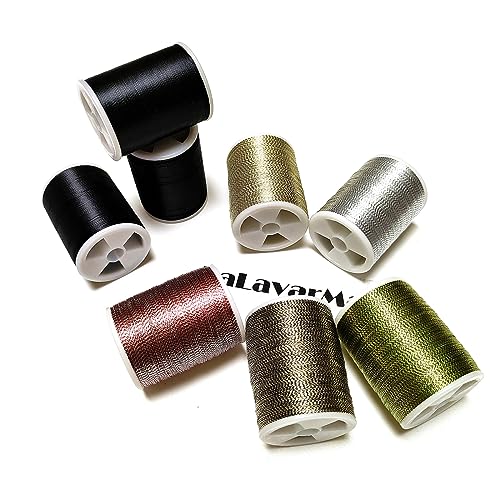 (8pcs*240yd) Kalavarma Rod Wrapping Thread for Fishing Rod Wrapping Thread Rod Building Repair - style: Metallic klm022