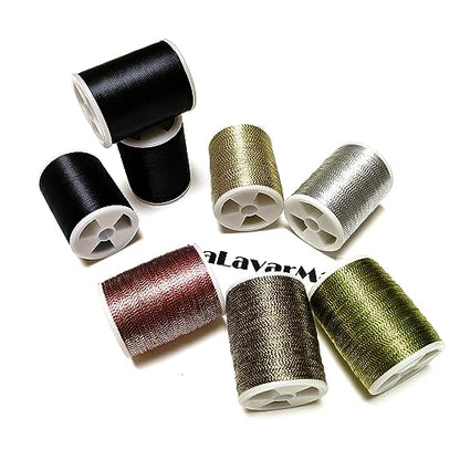 (8pcs*240yd) Kalavarma Rod Wrapping Thread for Fishing Rod Wrapping Thread Rod Building Repair - style: Metallic klm022