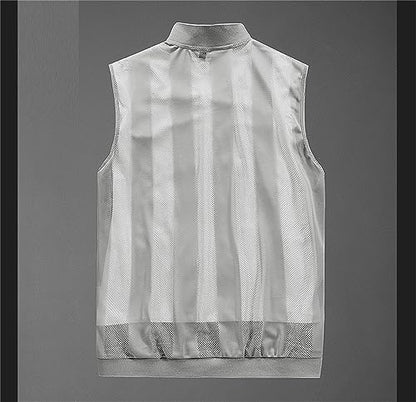 WSLCN Men's Summer Vest Casual Lightweight Breathable Mesh Cycling Travel Zip Vest - color: Grey, size: Medium