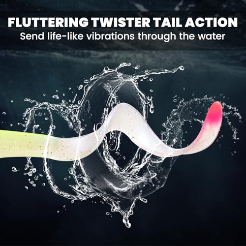 Pre-Rigged Soft Fishing Lures, Easy Catch Swimbaits for Bass Trout | Paddle & Curly Tail, Swim Baits for More Bites, Freshwater & Saltwater Fishing Bait, Crappie Walleye Pike Lures, Value Pack - color: B2-4"-0.56oz
