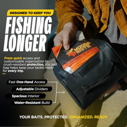 Beyond Fishing Bait Commander Bait Bag - Crush-Resistant Soft Plastic Bait Storage with Removable Dividers - Soft Bait Organizer for Bass, Saltwater and Freshwater - Water-Resistant Tackle Bag