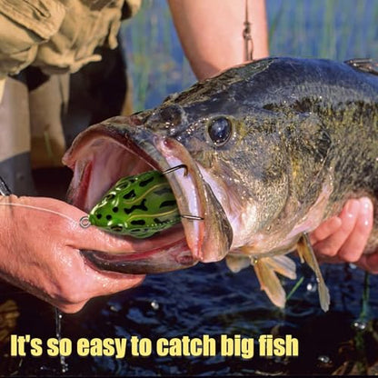 Topwater Frog Lure Bass Trout Fishing Lures Kit Set Realistic Prop Frog Soft Swimbait Floating Bait with Weedless Hooks for Freshwater Saltwater - color: 10-1