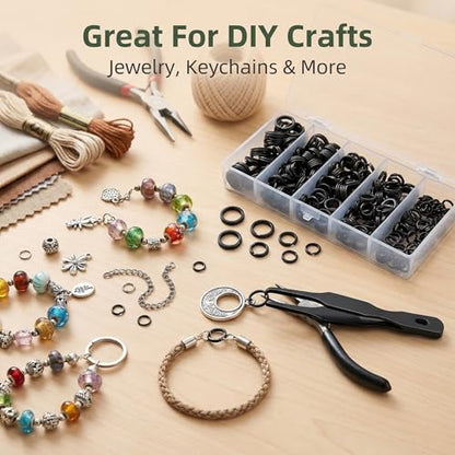 Fishing Split Rings Kit: 250pcs Heavy Duty Steel Fishing Lure Making Ring Fishing Hook Connector Tackle - color: Black Split Mini Plier Set