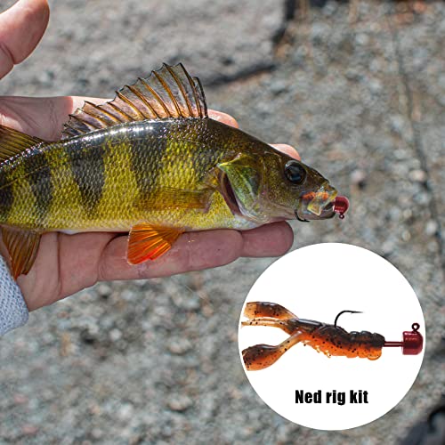 Soft Plastic Crawfish Lures Kit with Jig Heads, 25pcs/60pcs Creature Baits Fishing Lure Set for Bass Trout Pike Freshwater Fishing - color: 25pcs