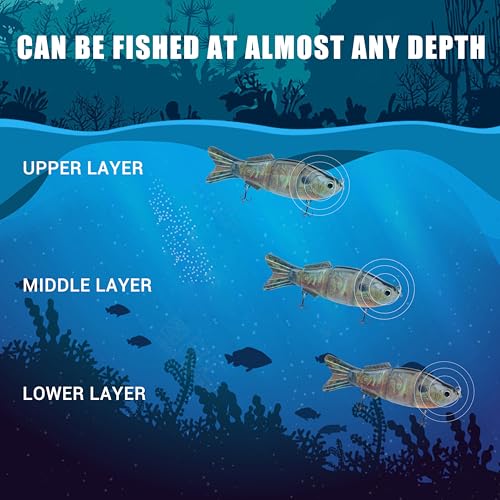TRUSCEND Swimmax Easy Catch Fishing Lures with BKK Hooks, Wiggling, Vibrating, Rattling and Gurgling for More Bite, Heavy-Duty Dyneema Fiber Jointed Swimbaits for Bass, Trout, Walleye, Crappie, Pike - color: D1-3.5"-0.5oz