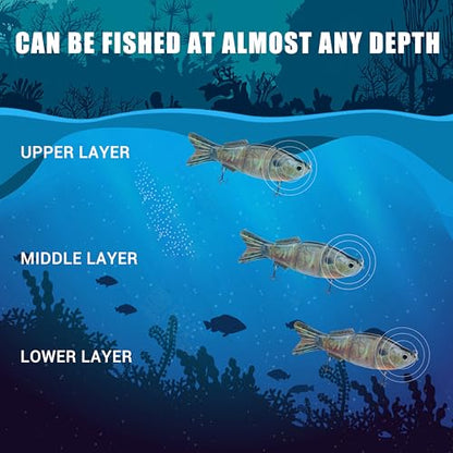 TRUSCEND Swimmax Easy Catch Fishing Lures with BKK Hooks, Wiggling, Vibrating, Rattling and Gurgling for More Bite, Heavy-Duty Dyneema Fiber Jointed Swimbaits for Bass, Trout, Walleye, Crappie, Pike - color: D1-3.5"-0.5oz