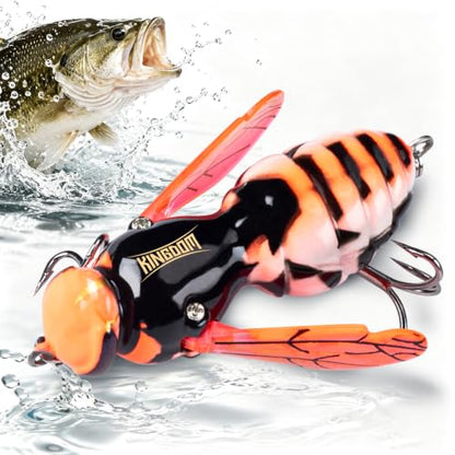 Kingdom Wasp Crawl Bait Insect Bionic Floating Fishing Lures Swimbaits Hard Artificial Baits Lure Freshwater and Saltwater Bass Carp Pike Walleye Fishing ABS Material Carbon Steel Three Book Hook - color: 03, size: 4.2g