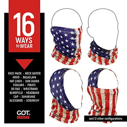 UPF 50+ Fishing Neck Gaiter - UV Face Mask Sun Protection for Men Women | Moisture-Wicking, Quick-Drying, Built-in SPF, UVA/UVB Blocking, Hunting Camo Design, Versatile Headwear - color: Old Glory American Flag