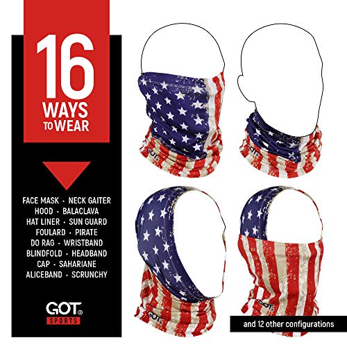 UPF 50+ Fishing Neck Gaiter - UV Face Mask Sun Protection for Men Women | Moisture-Wicking, Quick-Drying, Built-in SPF, UVA/UVB Blocking, Hunting Camo Design, Versatile Headwear - color: Old Glory American Flag