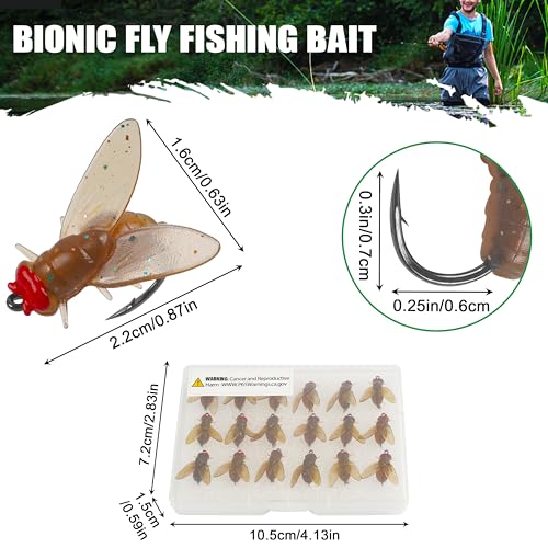 Bionic Fly Fishing Baits, Fly Fishing Flies Kit Trout Jigs Swimbaits Dry Flies Bionic Fishing Lures Fly Fishing Hook for Bass Panfish Trout - style: Brown-18pcs