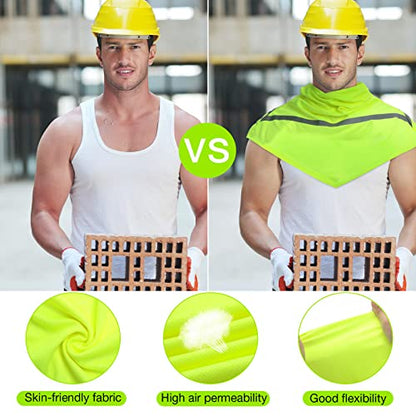 Seematn 4 Pcs Summer Balaclava Men Women Sun Face Mask for UV Protection Neck Covers with Reflective Strip Construction Work - color: Neon Yellow