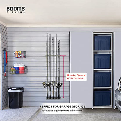 Booms Fishing Rod Holder for Garage: Wall Mount Fishing Pole Holders for Garage | Fishing Rod Rack Holds Up to 10 Rods, Vertical/Horizontal/Ceiling Fishing Pole Racks, WV4 Gray + Yellow - color: Gray + Yellow