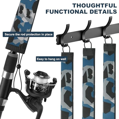 Neoprene Camo Fishing Rod Sleeves,Fishing Pole Sleeves,Fishing Rod Socks | UV Resistance,Puncture Resistant, Protect Casting, Spinning, Trolling Fishing Rods, Storage, tangled-free,75in,68in,60in - color: Dark Camo, size: 60"