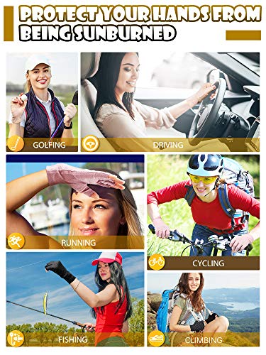 Sunblock Fingerless Gloves Non-slip UV Protection Driving Gloves Summer Outdoor Mittens for Women Girls - color: Beige, Pink, Black