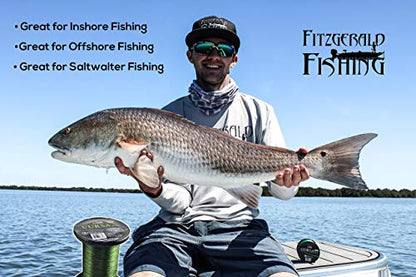 Fitzgerald Vursa Braided Green Professional Graded Power Fishing Line 150/300/1500 Yd, Smooth 8 Strands, Extremely Thin, Heavy Duty, Superior Knot Strength, Longer Casting, Fade Resistant, 10-80 Lb - size: 150yd