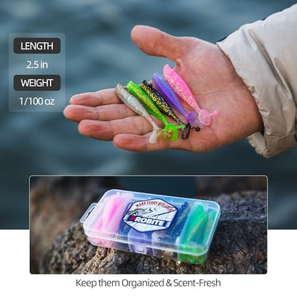 30pcs Soft Plastic Swimbaits with Paddle Tail, T-Tail Fishing Lures for Vertical Jigging and Casting, Freshwater Swimbaits for Bass, Trout, Walleye & Crappie - color: Classic, 2.5''
