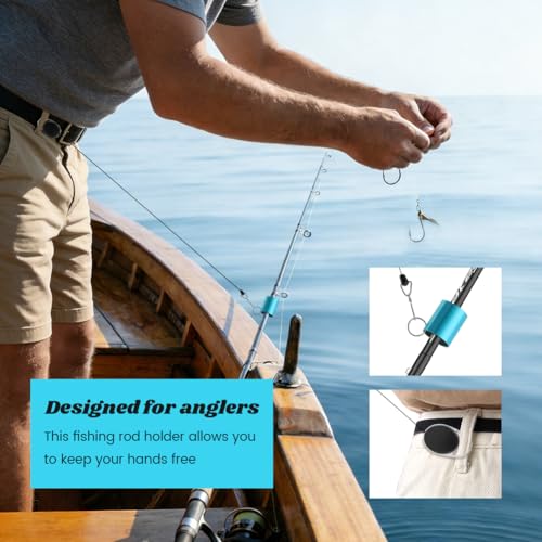 Fishing Rod Clip, 3 Pack Aluminum Rod Holder, Clamp with Elastic Buckle, Fits Most Spinning/Ice Fishing Rods, Hands-Free for Anglers