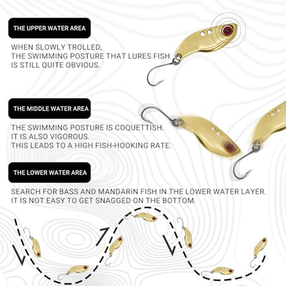 28pcs Spoon Fishing Lures Set with Hooks, Hard Metal Trout Spoons & ice Fishing Spoons for Salmon, bass, and Saltwater Fishin - color: Gold&Silver
