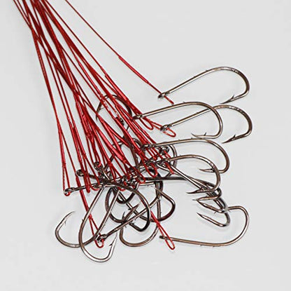 20pcs Wire Leader Hook Rigs Baitholder Fishing Hook Nylon Coated Fishing Wire Leader with Swivel - color: 6.5inch red, size: 3#-20pcs