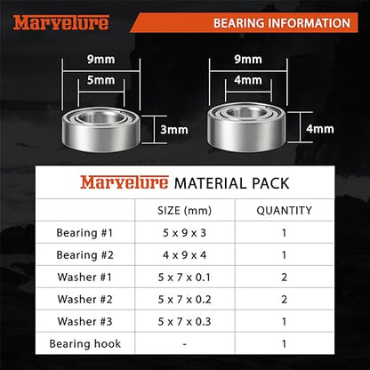 Fishing Reel Knob Accessory Kit 2Pcs Pre-Lubricated Miniature Stainless Steel Ball Bearings Shielded on Both Sides for Shimano, Daiwa and Penn Reels - size: 4 * 9 * 4 mm (1 Pc) + 5 * 9 * 3 mm (1 Pc)