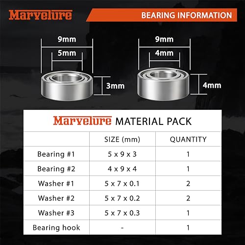 Fishing Reel Knob Accessory Kit 2Pcs Pre-Lubricated Miniature Stainless Steel Ball Bearings Shielded on Both Sides for Shimano, Daiwa and Penn Reels - size: 4 * 9 * 4 mm (1 Pc) + 5 * 9 * 3 mm (1 Pc)