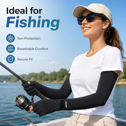Full Finger UV Protection Gloves Driving Gloves Women, Breathable Touchscreen UPF Glove Sun Protection Glove - color: Black, size: One Size