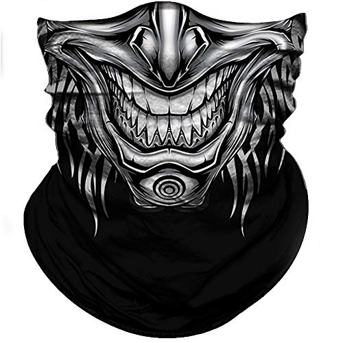 Obacle Neck Gaiter Face Mask Bandana for Dust Wind Sun Protection for Men Women - color: Skull Beard V Teeth