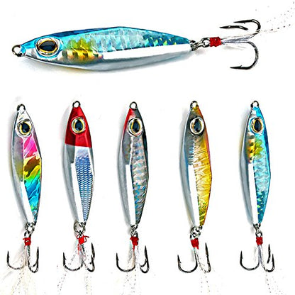 Sougayilang Jigs Fishing Lures Sinking Metal Spoons Micro Jigging Bait - color: A-2.56in/1.16oz-5PCS with BOX