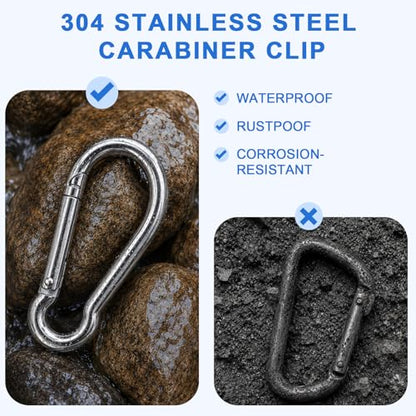 Large Carabiner Clip, 8PCS 3.15 inch 304 Stainless Steel Heavy Duty Carabiners, Metal Spring Snap Hook Clips for Outdoor Travel Camping Fishing Hanging Key Chain - size: M8-3.15'', style: 8PCS
