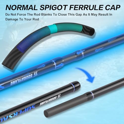 Sougayilang Surf Fishing Rod Portable Travel MH/H Surf Spinning Rod 4 Piece Carbon Fiber Saltwater Fishing Rod 10'/11'/12'/15' - color: blue, size: 15ft-Spinning-4Pc-H