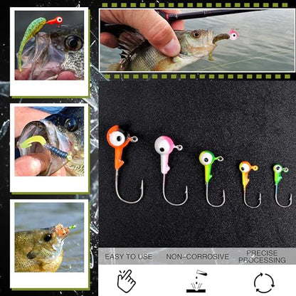 Fishing Jig Head Hooks - 25/50pcs Painted Round Ball Head Jigs with 3D Eyes Crappie Jig Hook for Bass Trout Walleye Fishing Jig Head Baits Assorted 1/32oz 1/16oz 1/8oz 1/4oz 3/8oz - style: 7.5g(1/4oz)-25pcs