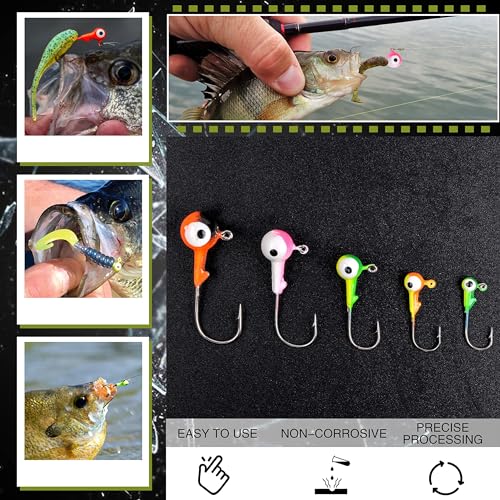 Fishing Jig Head Hooks - 25/50pcs Painted Round Ball Head Jigs with 3D Eyes Crappie Jig Hook for Bass Trout Walleye Fishing Jig Head Baits Assorted 1/32oz 1/16oz 1/8oz 1/4oz 3/8oz - style: 1.8g(1/16oz)-50pcs