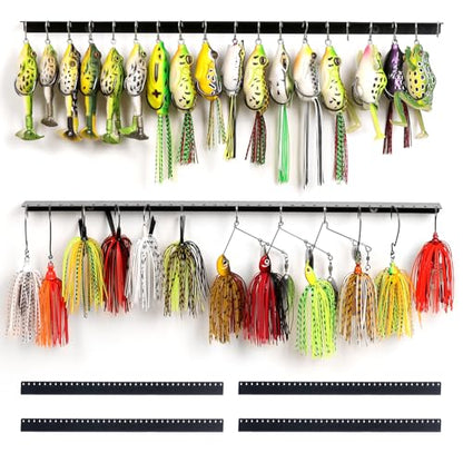 VEYWANE Fishing Lure Display Storage Racks, 15" Wall Mount Metal Fishing Baits/Lures Organizer and Rig Holder 4 PCs