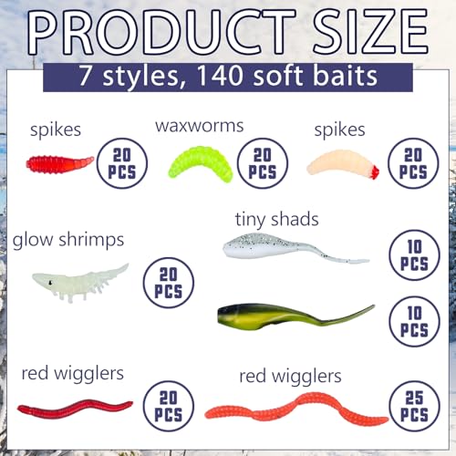 115 Pcs Crappie Jig Heads Lures Kit Underspin Crappie Jig Heads with Spinners Blade and Eye Ball Worm Baits for Saltwater & Freshwater 1/8oz 1/5oz 1/4oz