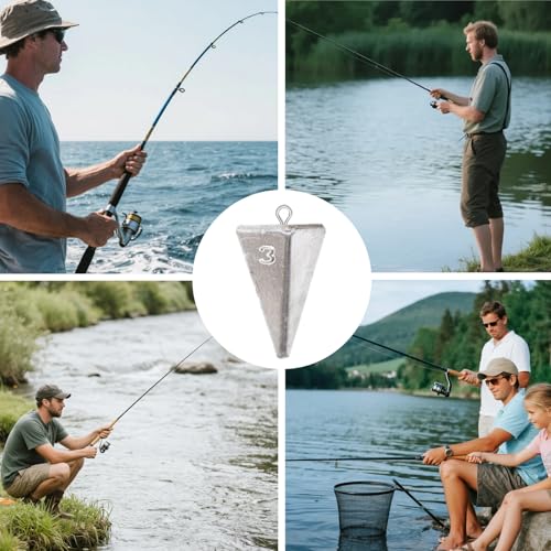 Pyramid Fishing Weights Sinkers Kits Triangle Ocean Saltwater Surf Fishing Gear Tackle Bullet Fishing Weights Sinker 2oz 3oz 4oz - color: 3Oz-8pcs