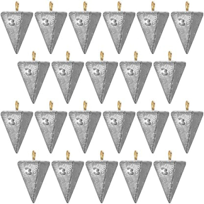 Zhanmai 27 Pieces Pyramid Fishing Weights Sinkers Triangle Rig Pyramid Sinkers for Ocean Saltwater Surf Bass Catfish Fishing Weights Casting Gear Tackle Essential - size: 3oz