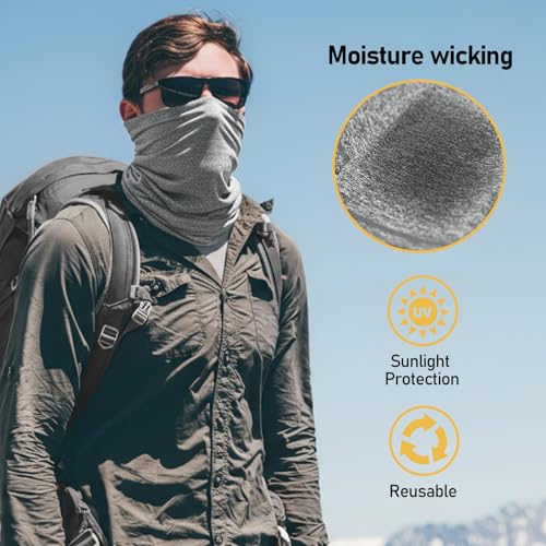 TICONN Neck Gaiter Face Cover Scarf, Neck Warmer Breathable Sun & Wind-proof for Skiing Fishing Hiking Cycling - color: Heather Gray-4pk, style: Quick Dry
