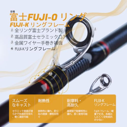 Teton 5'2"-6'6" BFS Fishing Rod Casting & Spinning, Ultra Light Rods, 40T Carbon Fiber Blank, Fuji Guides & Reel Seat, MF Fast Action, 2 Piece Travel Trout Lure Pole - size: Cast 6'6"-L-M Fast-TTC662L(K)