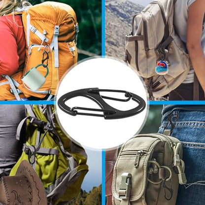 20 Pieces S Spring Snap Hook, Keychain Hook Metal Carabiner Clip, Double Snap Hook for Camping Fishing Hiking Outdoor Sports - style: 1.6"-Black