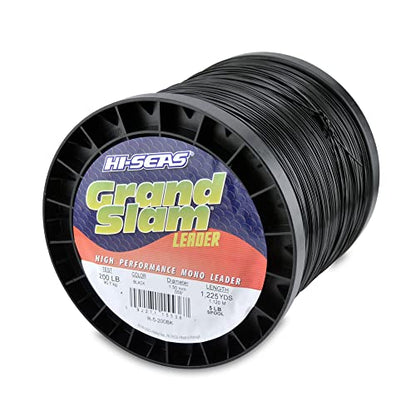 HI-SEAS Grand Slam Monofilament Fishing Leader - Superior Strong Clear Black, for Freshwater & Saltwater Big Game Bottom Fishing, Trolling - color: Black, style: 1225 Yd, 200 Lb, .059 in / 1.50 Mm
