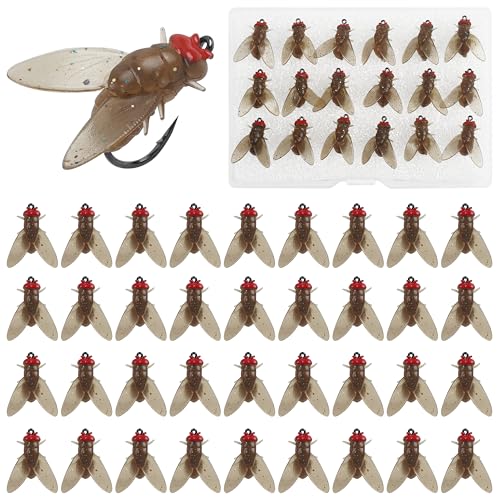 Bionic Fly Fishing Bait, 18/36pcs Fly Fishing Flies Lures Kit Trout Jigs Swimbait Dry Flies Trout Panfish Lures Freshwater Saltwater Flies Fly Fishing Hook Artificial Soft Bait - style: Brown-36pcs