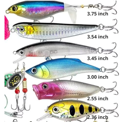 CATCHRO 409 Pcs Fishing Lure Kit & Tackle Box Set, Complete Fishing Stuff for Freshwater & Saltwater, Kids Tackle Box with Hooks, Lures & Accessories, Ideal Gifts for Fishermen & All Skill Levels.