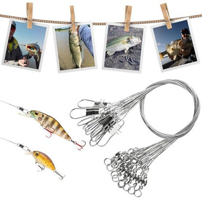 AMYSPORTS Freshwater Wire Fishing Leader Stainless Heavy Duty Wire Leader Fishing Saltwater Rigs Leaders Fishing Steel White Nickel - size: #1 (5.9in-20lb) 50pcs
