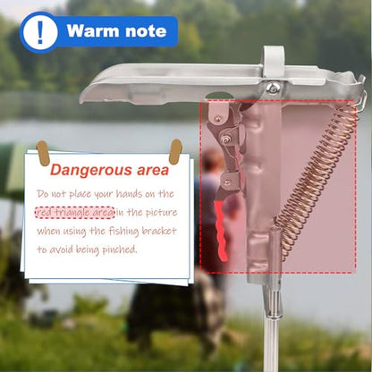 2 Pack Upgraded Automatic Spring Fishing Rod Holder with 10 Fishing Bells | Heavy-Duty Ground Stand for Saltwater/Freshwater, Fits Any Size Fish